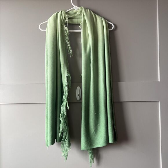 Zephyrus Scarf Womens Green Ombre Fringed Wrap Pashmina 22x64 Lightweight Soft - Picture 1 of 10